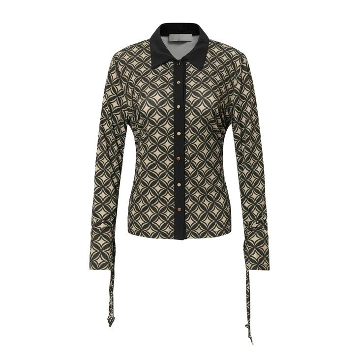 Women's Long Sleeve Geometric Print Shirt